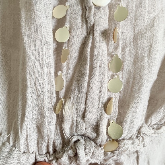 LoveShackFancy Beige Metal Trim Romper - Picture 3 of 7